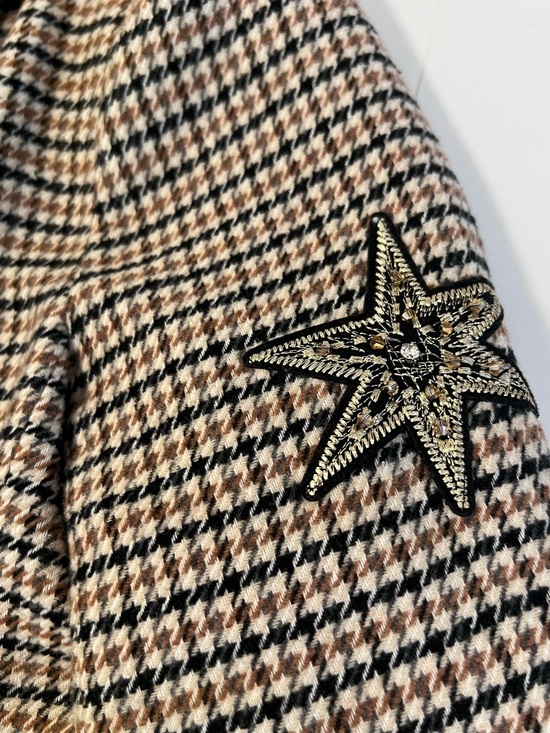 Anthropologie Applique Patches Houndstooth Blazer Sz S - Picture 5 of 11